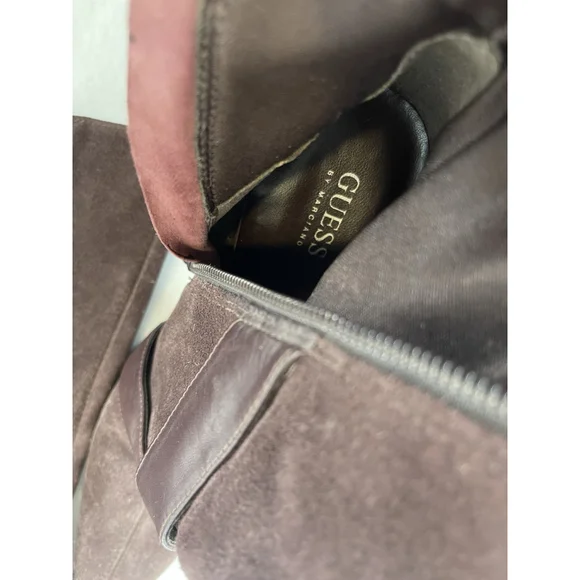 Y2K Brown Suede Leather Boots Guess By Marciano 10 Pointy Toe Sexy Stiletto - Picture 5 of 16